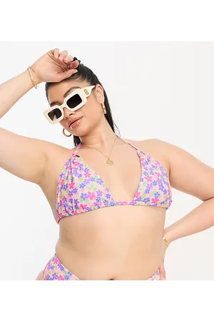 We Are We Wear Plus - Melissa - Top bikini a triangolo con stampa a fiori rétro
