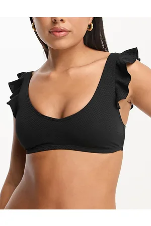 New Look Crop top bikini con maniche con volant
