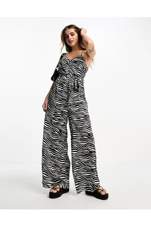 Influence Tuta jumpsuit a canottiera con fondo ampio con stampa zebrata monocromatica