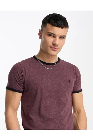 French Connection T-shirt bordeaux con bordi a contrasto