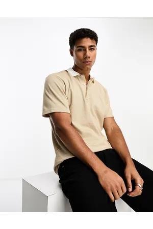 SELECTED Polo in misto cotone beige a righe