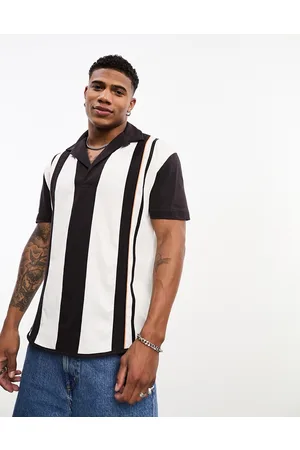 ASOS Polo comoda con nastro marrone e maniche a contrasto