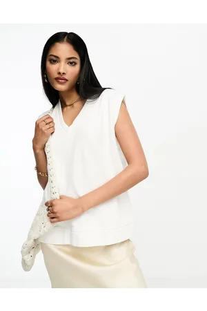 Whistles Canotta in felpa bianca con scollo a V