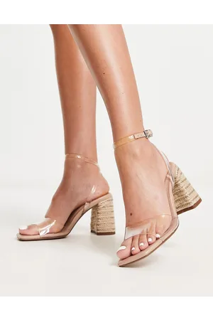 ASOS Hilton - Sandali trasparenti minimal con tacco largo in rafia