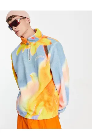 Fiorucci Giacca in pile multicolore acquarello con zip corta