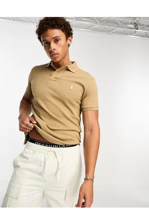 Ralph Lauren Icon - Polo in piqué slim fit color cuoio con logo
