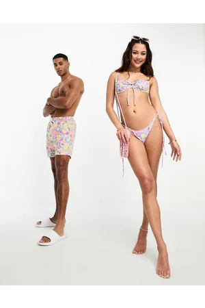 Kulani Kinis Slip bikini a copertura integrale con allacciatura laterale e stampa "Mint Melody"