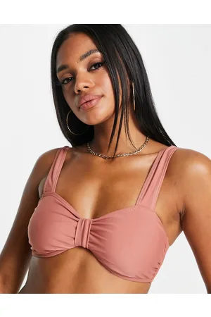 NA-KD Top bikini con nodo e bretelle ampie polvere scuro