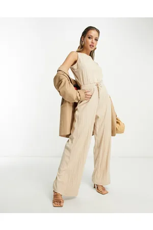 In The Style Tuta jumpsuit con fondo molto ampio color pietra