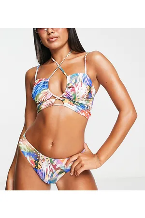 AsYou ASOS - Slip bikini sgambato a vita bassa con stampa astratta
