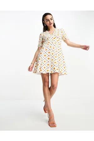 Whistles Vestito corto a maniche corte a rombi e fiori