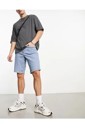 ASOS Pantaloncini di jeans slim taglio medio elasticizzati lavaggio chiaro