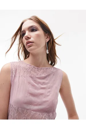 Topshop Top con maniche ad aletta in tessuto stropicciato e pizzo