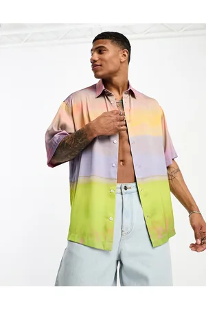 ASOS Camicia oversize squadrata in raso con stampa scenica pastello