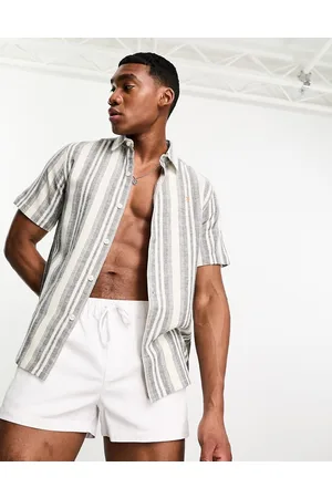 Farah Horsemouth - Camicia a maniche corte grigia e bianca a righe
