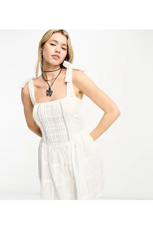 Reclaimed Vestito corto stile country con spalline allacciate