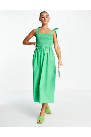 Never Fully Dressed Vestito arricciato con spalline allacciate intenso