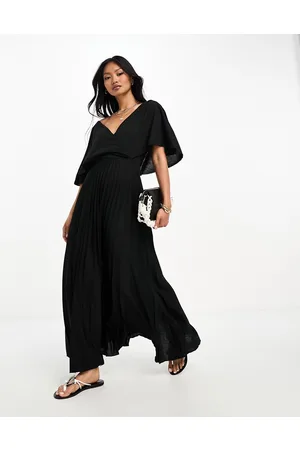ASOS Vestito midi avvolgente con manica con volant e gonna a pieghe
