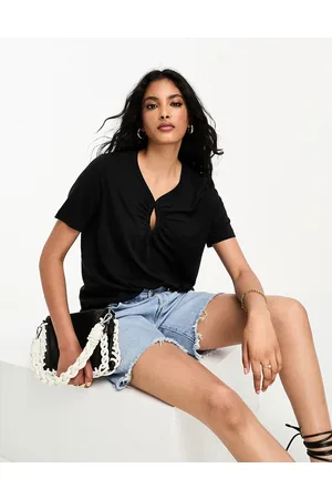 Whistles T-shirt nera con apertura a goccia