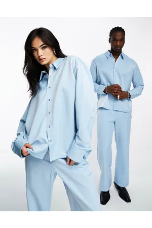 IIQUAL Camicia unisex azzurra in coordinato