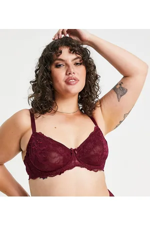 Ivory Rose Lingerie Ivory Rose Curve - Reggiseno a balconcino con ferretto non imbottito in pizzo bordeaux
