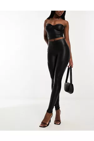 Spanx Leggings neri in pelle sintetica