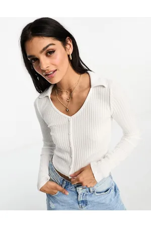 Hollister Polo a maniche lunghe bianca con bottoni
