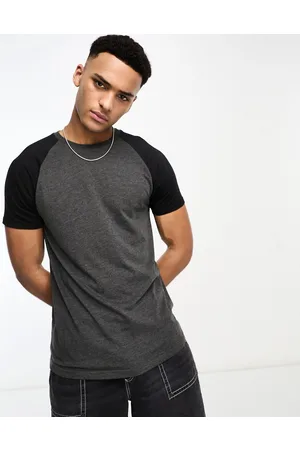 Brave Soul T-shirt color antracite scuro mélange e nero con maniche raglan