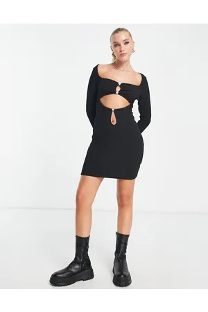 Bailey Rose Vestito corto a maniche lunghe con scollo squadrato e cut-out vistoso