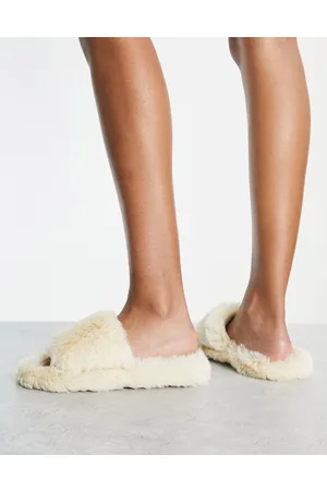 Loungeable Pantofole stile sliders color crema super soffici