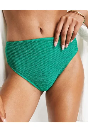 Free Society Slip bikini sgambati a vita alta in tessuto stropicciato