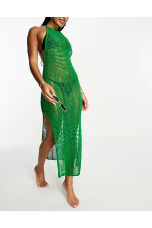 ASOS Vestito da mare in maglia traforata allacciato al collo