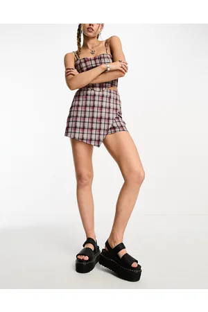 Heartbreak Gonna pantalone asimmetrica a quadri in coordinato