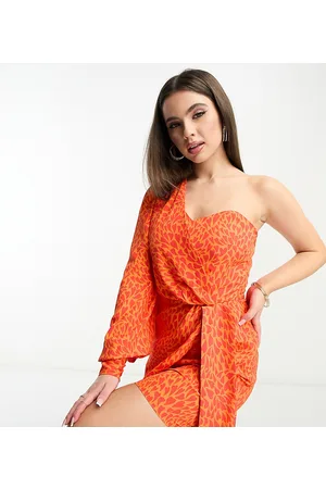 Collective The Label Esclusiva - Vestito corto monospalla con stampa a cuori
