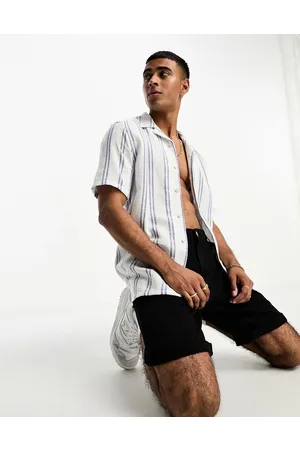 Only & Sons Camicia bianca testurizzata a righe con colletto a rever