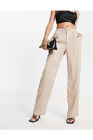 Hollister Pantaloni dad fit a vita alta in raso color crema