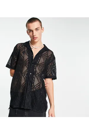 Reclaimed Camicia a maniche corte nera in pizzo