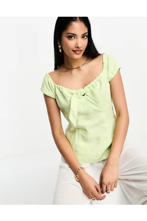 Whistles Top con spalle scoperte lime con lacci sul davanti