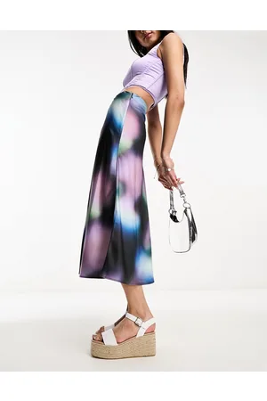 Monki Gonna midi viola con stampa sfumata