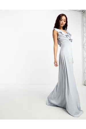 TFNC Vestito da damigella lungo con volant