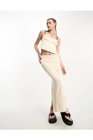 Edikted Gonna lunga a vita bassa in raso stile Y2K con fiocco in coordinato