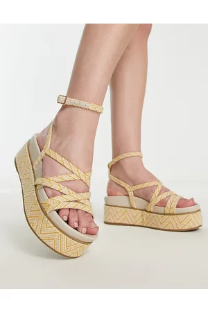 ASOS Taurus - Sandali color senape misto con fascette sottili e suola flatform