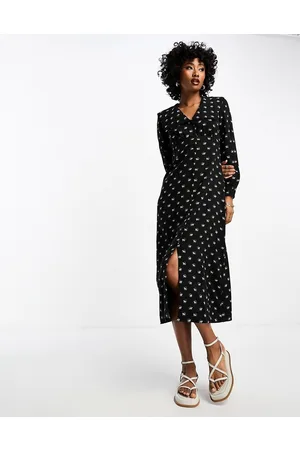 Whistles Vestito midi con colletto e bottoni con stampa di cavalli
