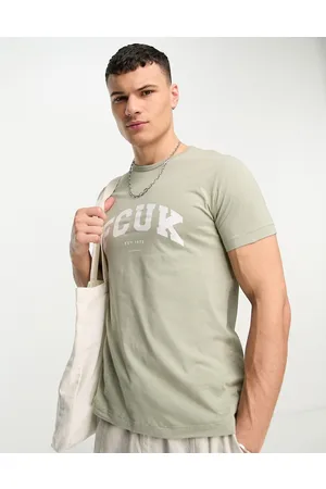 French Connection FCUK - T-shirt salvia con logo bianco stile college