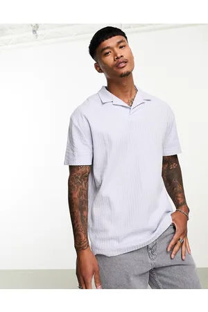 ASOS Polo oversize con colletto a rever lilla testurizzata