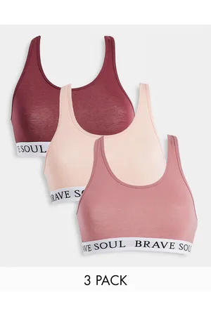 Brave Soul Confezione da 3 brassière corte color cipria, sabbia e burro - MULTI