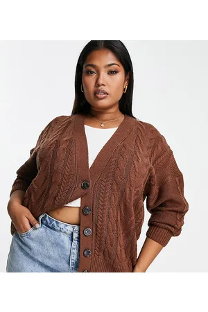Brave Soul Plus - Jenner - Cardigan taglio lungo in maglia a trecce