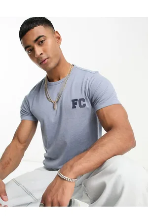 French Connection T-shirt azzurra e navy con logo stile college