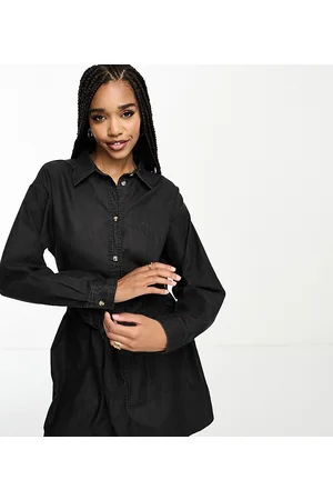 ASOS ASOS DESIGN Tall - Vestito corto in denim nero con cintura