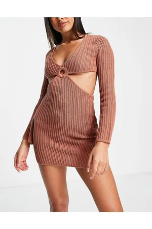 4th & Reckless Pennie - Vestito estivo corto da mare in maglia bruciato con cut-out e dettaglio ad anello